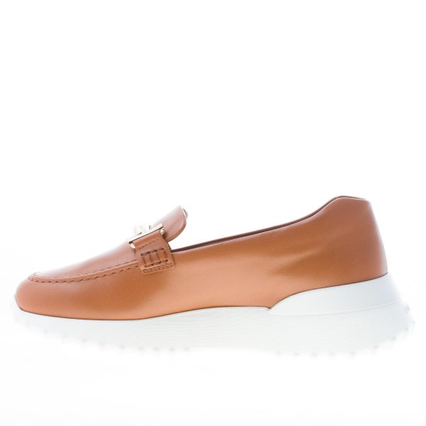 TOD'S donna mocassino in pelle MARRONE con doppia T in metallo e suola sport gomma rialzata - immagine 5