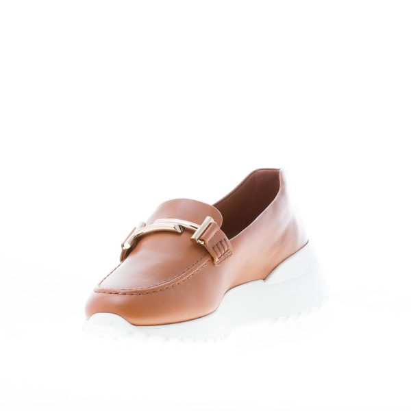 TOD'S donna mocassino in pelle MARRONE con doppia T in metallo e suola sport gomma rialzata - immagine 6