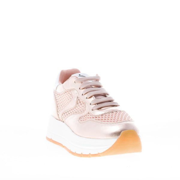 VOILE BLANCHE donna sneaker MARAN MESH in nappa e tessuto a rete ROSA con suola rialzata - immagine 2