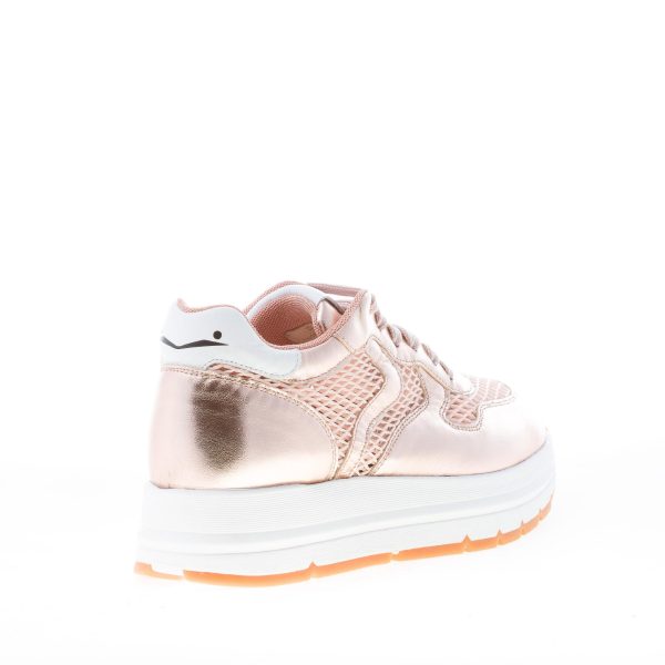 VOILE BLANCHE donna sneaker MARAN MESH in nappa e tessuto a rete ROSA con suola rialzata - immagine 3