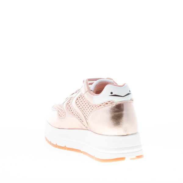 VOILE BLANCHE donna sneaker MARAN MESH in nappa e tessuto a rete ROSA con suola rialzata - immagine 4