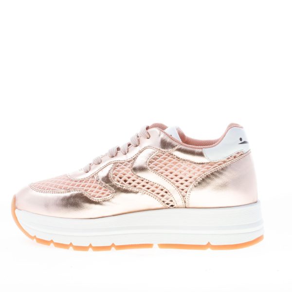 VOILE BLANCHE donna sneaker MARAN MESH in nappa e tessuto a rete ROSA con suola rialzata - immagine 5