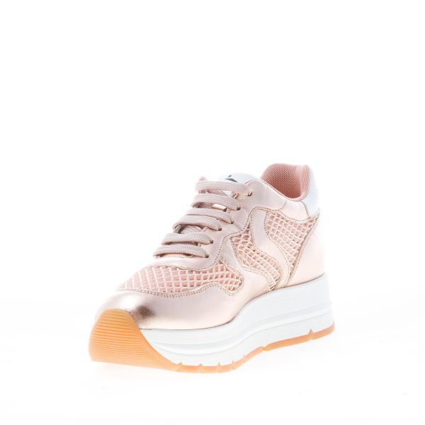 VOILE BLANCHE donna sneaker MARAN MESH in nappa e tessuto a rete ROSA con suola rialzata - immagine 6