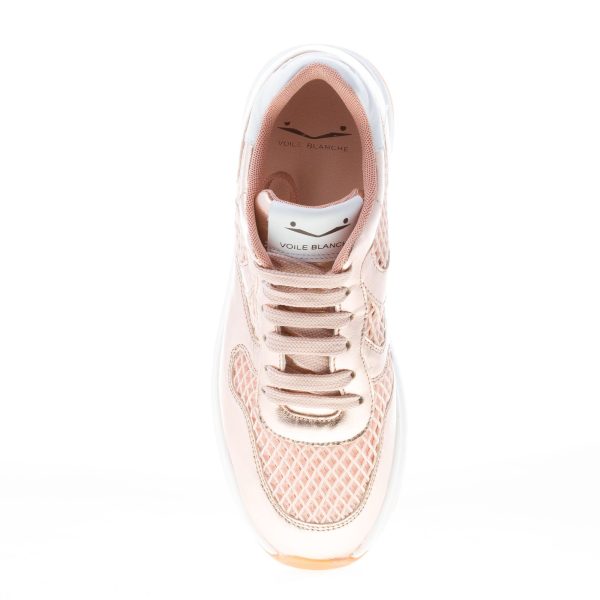 VOILE BLANCHE donna sneaker MARAN MESH in nappa e tessuto a rete ROSA con suola rialzata - immagine 7