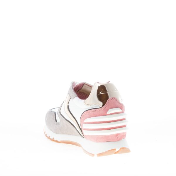 VOILE BLANCHE donna sneaker JULIA SLAM POWER in tessuto BIANCO più camoscio TORTORA e rosa - immagine 4