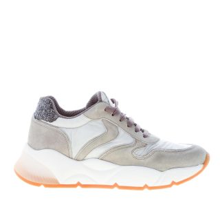 VOILE BLANCHE donna sneaker SHEEL in camoscio e nylon GRIGIO con glitter