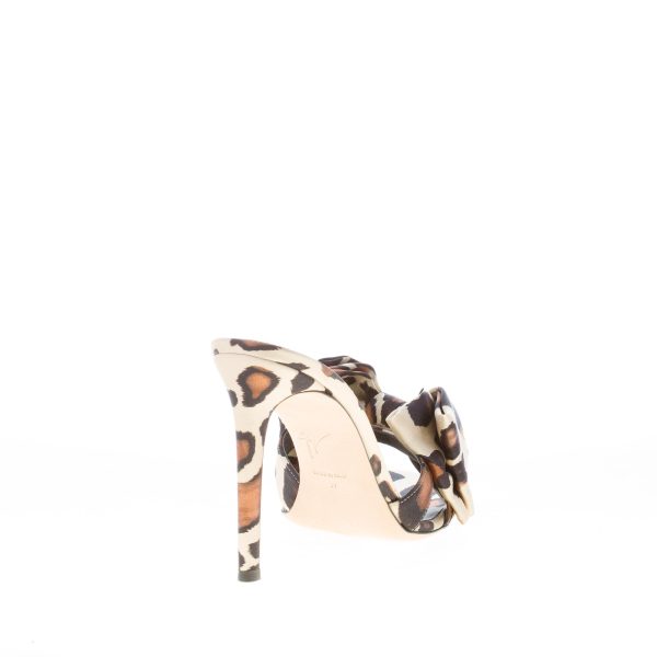 GIUSEPPE ZANOTTI donna sandalo slide Selvaggia in raso maculato NATURALE con fiocco, Tacco 10,5 cm - immagine 3