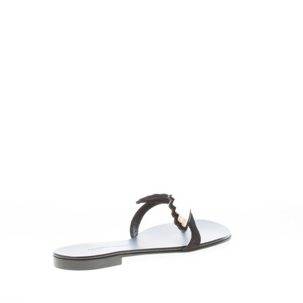 GIUSEPPE ZANOTTI donna sandalo infradito 2.0 Cruel in camoscio NERO con appliquè oro - immagine 3