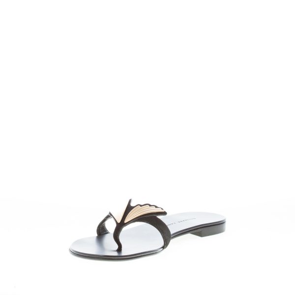 GIUSEPPE ZANOTTI donna sandalo infradito 2.0 Cruel in camoscio NERO con appliquè oro - immagine 6