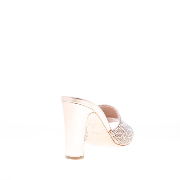 GIUSEPPE ZANOTTI donna sandalo sabot in pelle ROSA ANTICO con fascia strass. Tacco 9 cm - immagine 3