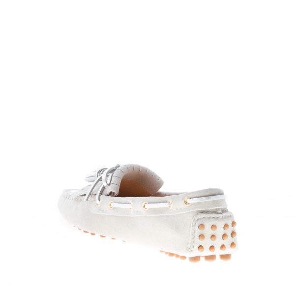 CAR SHOE donna mocassino driving in camoscio GRIGIO CHIARO con nappe argento - immagine 4