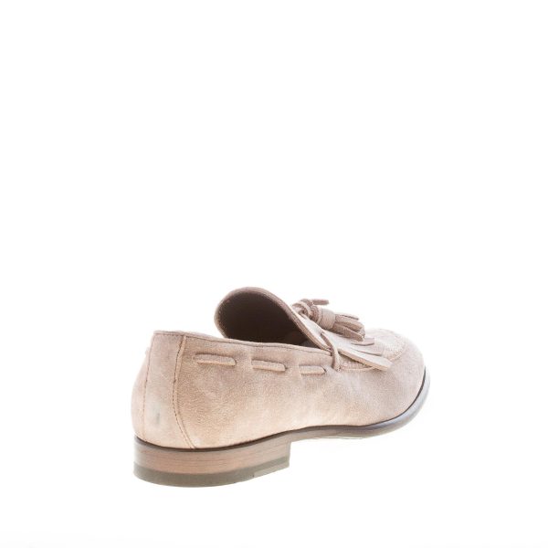 MIGLIORE uomo mocassino in camoscio BEIGE con maxi frangia e nappine - immagine 3