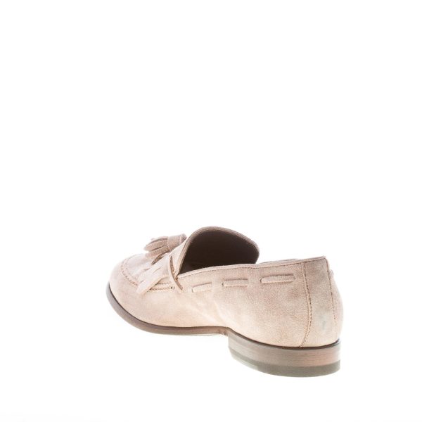 MIGLIORE uomo mocassino in camoscio BEIGE con maxi frangia e nappine - immagine 4