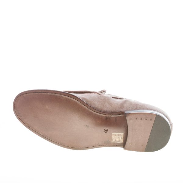 MIGLIORE uomo mocassino in camoscio BEIGE con maxi frangia e nappine - immagine 8