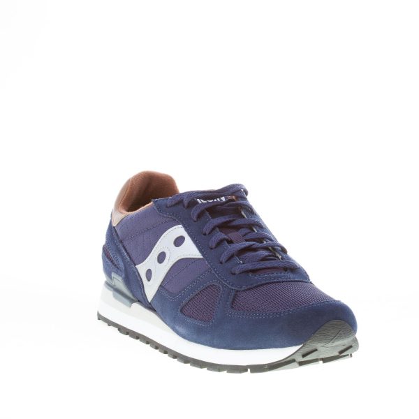 SAUCONY uomo sneaker Shadow Original in tessuto e camoscio BLU più argento e marrone - immagine 2