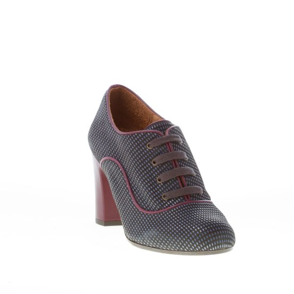 CHIE MIHARA donna scarpa allacciata Kamet in pelle stampata BLU più bordeaux. Tacco 8 cm - immagine 2