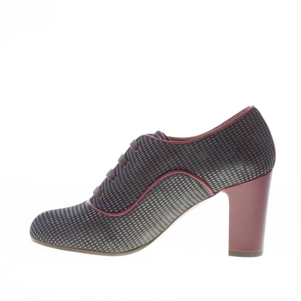 CHIE MIHARA donna scarpa allacciata Kamet in pelle stampata BLU più bordeaux. Tacco 8 cm - immagine 5