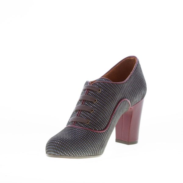 CHIE MIHARA donna scarpa allacciata Kamet in pelle stampata BLU più bordeaux. Tacco 8 cm - immagine 6