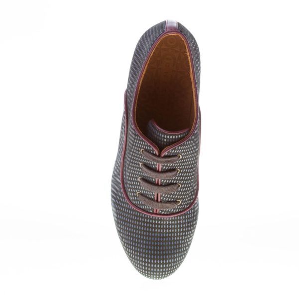 CHIE MIHARA donna scarpa allacciata Kamet in pelle stampata BLU più bordeaux. Tacco 8 cm - immagine 7