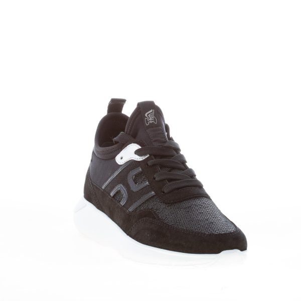 HOGAN donna Interactive Cube Slip on sneaker in camoscio e tessuto NERO con paillettes - immagine 2