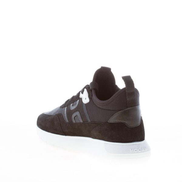 HOGAN donna Interactive Cube Slip on sneaker in camoscio e tessuto NERO con paillettes - immagine 4