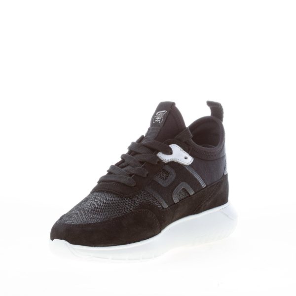 HOGAN donna Interactive Cube Slip on sneaker in camoscio e tessuto NERO con paillettes - immagine 6