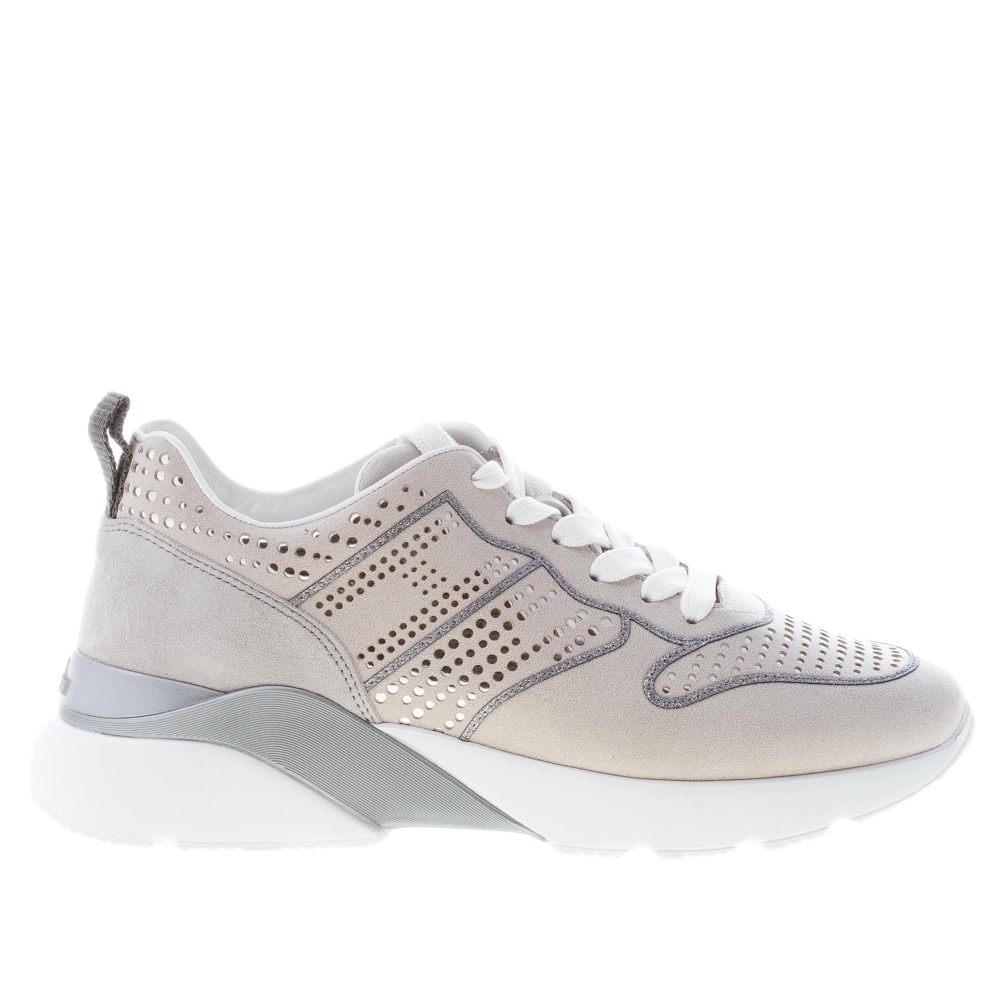 HOGAN donna Active One sneaker in camoscio BEIGE con profili a lavorazione  laser | Strike Calzature