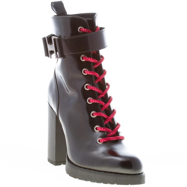 HOGAN donna H542 tronchetto allacciato in pelle NERO con monogramma metal. Tacco 10 cm - immagine 2