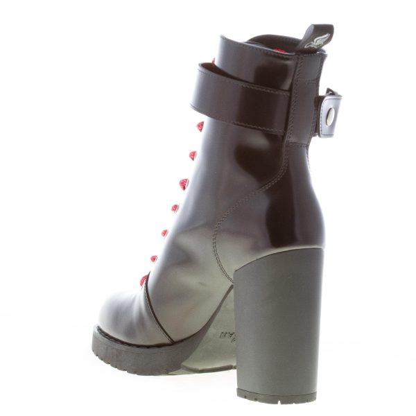 HOGAN donna H542 tronchetto allacciato in pelle NERO con monogramma metal. Tacco 10 cm - immagine 4