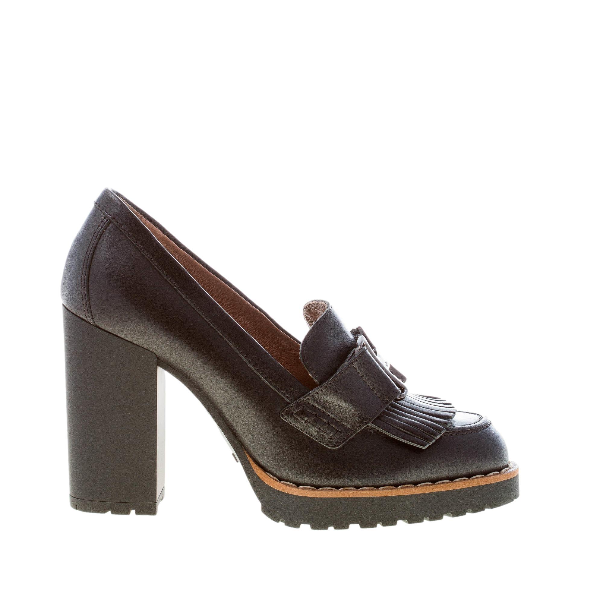 HOGAN donna mocassino H542 in pelle NERO con fascetta, frangia e monogramma  H. Tacco 9,5 cm | Strike Calzature