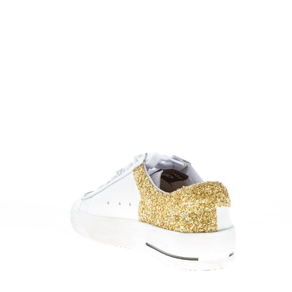 ISHIKAWA donna sneaker BASKET 1860 in pelle BIANCO più glitter nero e oro - immagine 4