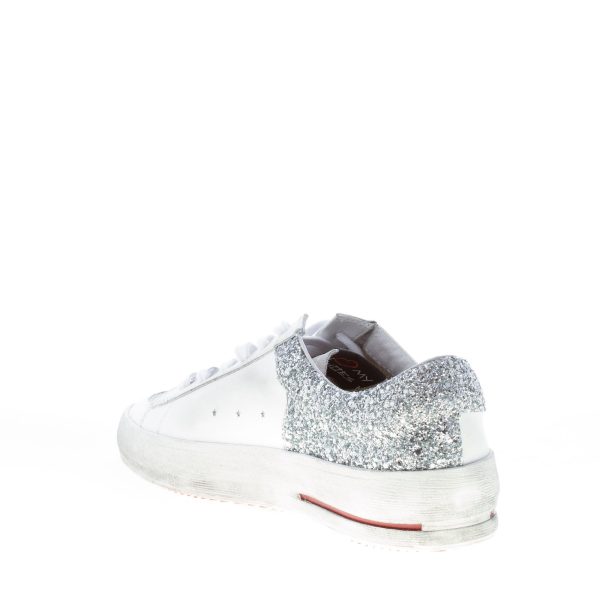 ISHIKAWA donna sneaker BASKET LIM 1859 in pelle BIANCO più glitter rosso e argento - immagine 4