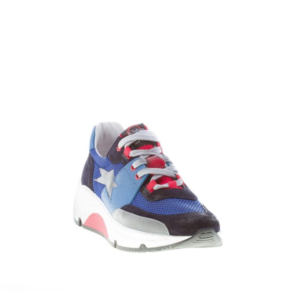 ISHIKAWA uomo sneaker Olimpic 1829 in tessuto BLU e camoscio NERO - immagine 2