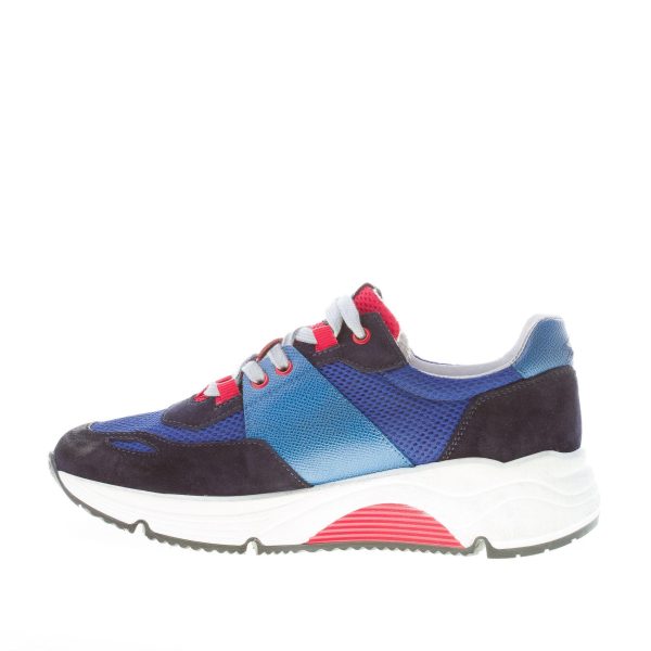 ISHIKAWA uomo sneaker Olimpic 1829 in tessuto BLU e camoscio NERO - immagine 5
