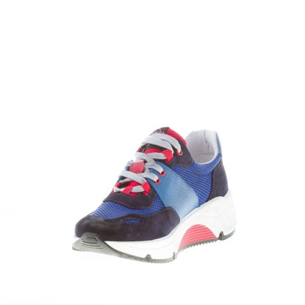 ISHIKAWA uomo sneaker Olimpic 1829 in tessuto BLU e camoscio NERO - immagine 6