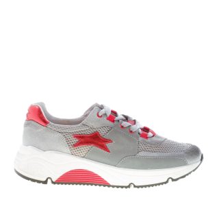ISHIKAWA uomo sneaker Olimpic 1835 in camoscio e tessuto GRIGIO più rosso