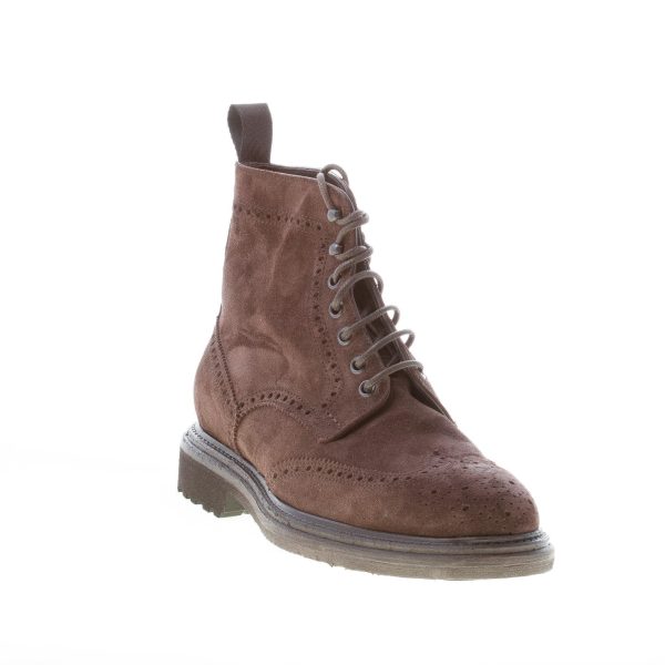 MIGLIORE uomo scarponcino allacciato in camoscio MARRONE con impunture - immagine 2