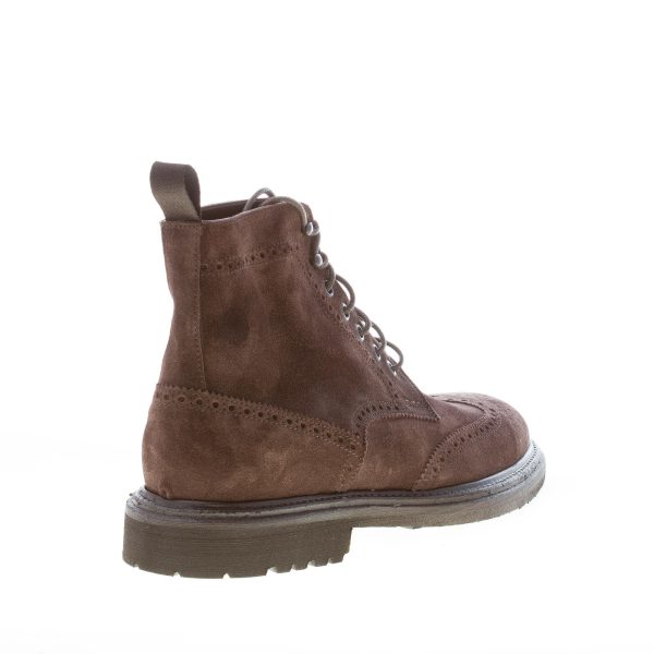 MIGLIORE uomo scarponcino allacciato in camoscio MARRONE con impunture - immagine 3