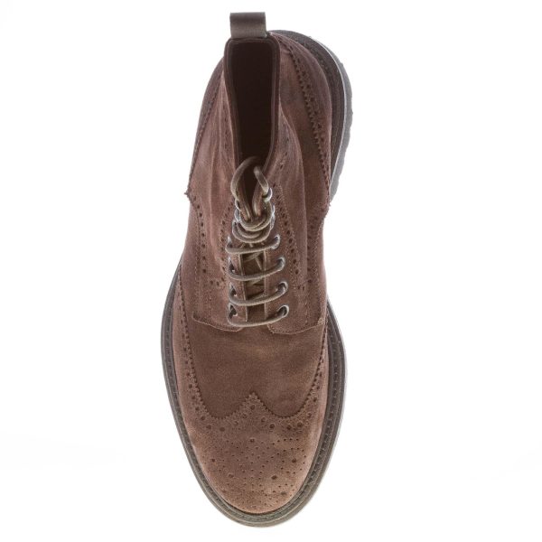 MIGLIORE uomo scarponcino allacciato in camoscio MARRONE con impunture - immagine 7