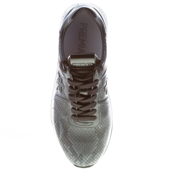 PREMIATA donna sneaker Beth 4839 in pelle stampa pitone PETROLIO più NERO con platform - immagine 7