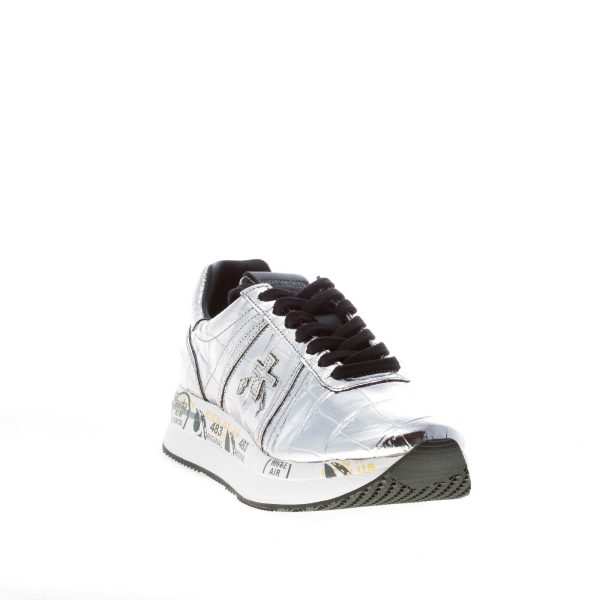 PREMIATA donna sneaker Conny 4818 in pelle laminata stampa cocco ARGENTO - immagine 2