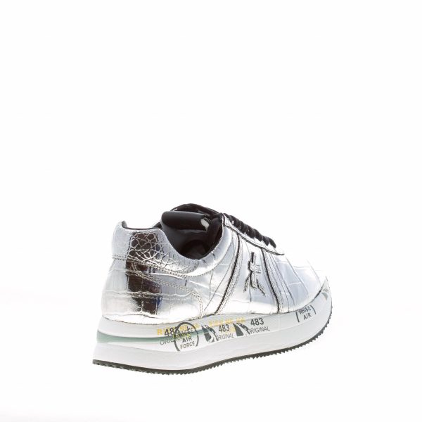 PREMIATA donna sneaker Conny 4818 in pelle laminata stampa cocco ARGENTO - immagine 3