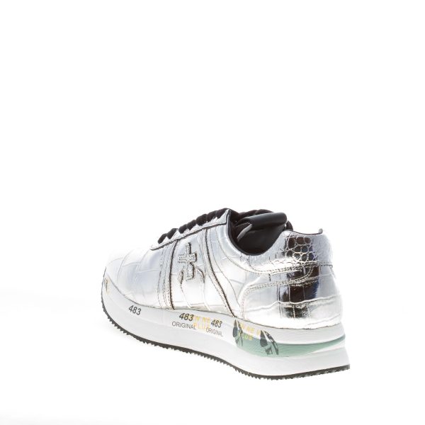 PREMIATA donna sneaker Conny 4818 in pelle laminata stampa cocco ARGENTO - immagine 4