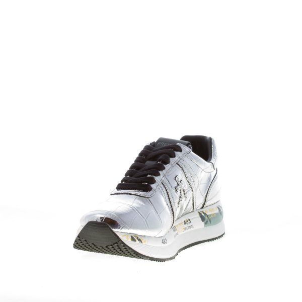 PREMIATA donna sneaker Conny 4818 in pelle laminata stampa cocco ARGENTO - immagine 6