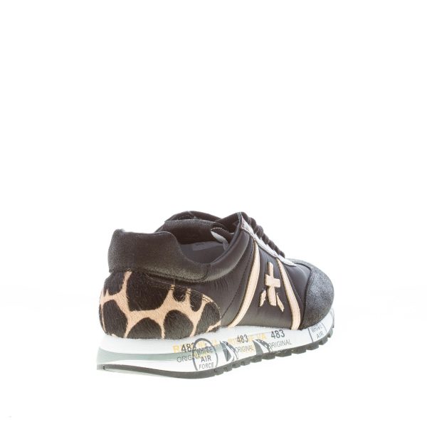 PREMIATA donna sneaker Lucy 4078 in nylon e pelle NERO più leopardo - immagine 3