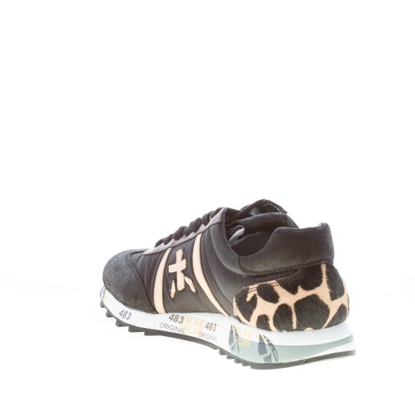 PREMIATA donna sneaker Lucy 4078 in nylon e pelle NERO più leopardo - immagine 4