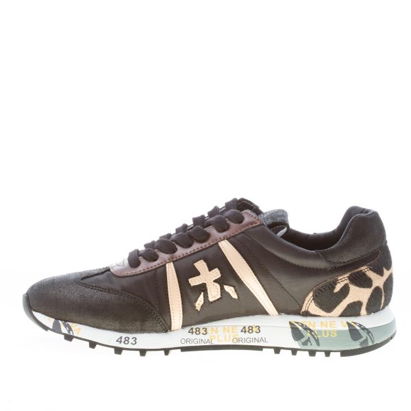 PREMIATA donna sneaker Lucy 4078 in nylon e pelle NERO più leopardo - immagine 5