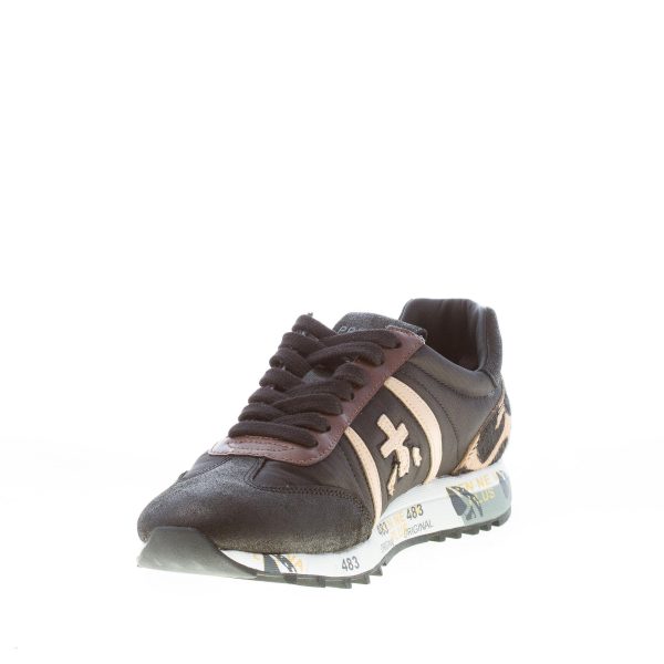 PREMIATA donna sneaker Lucy 4078 in nylon e pelle NERO più leopardo - immagine 6