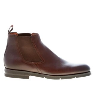 SANTONI uomo stivaletto elasticizzato in pelle MARRONE. Suola gomma