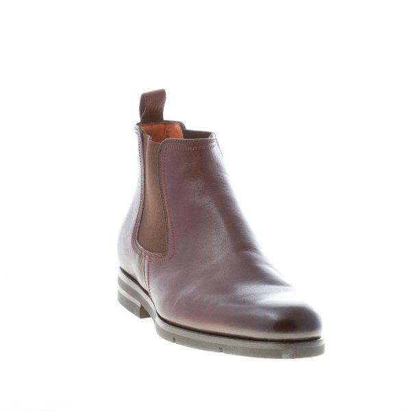 SANTONI uomo stivaletto elasticizzato in pelle MARRONE. Suola gomma - immagine 2